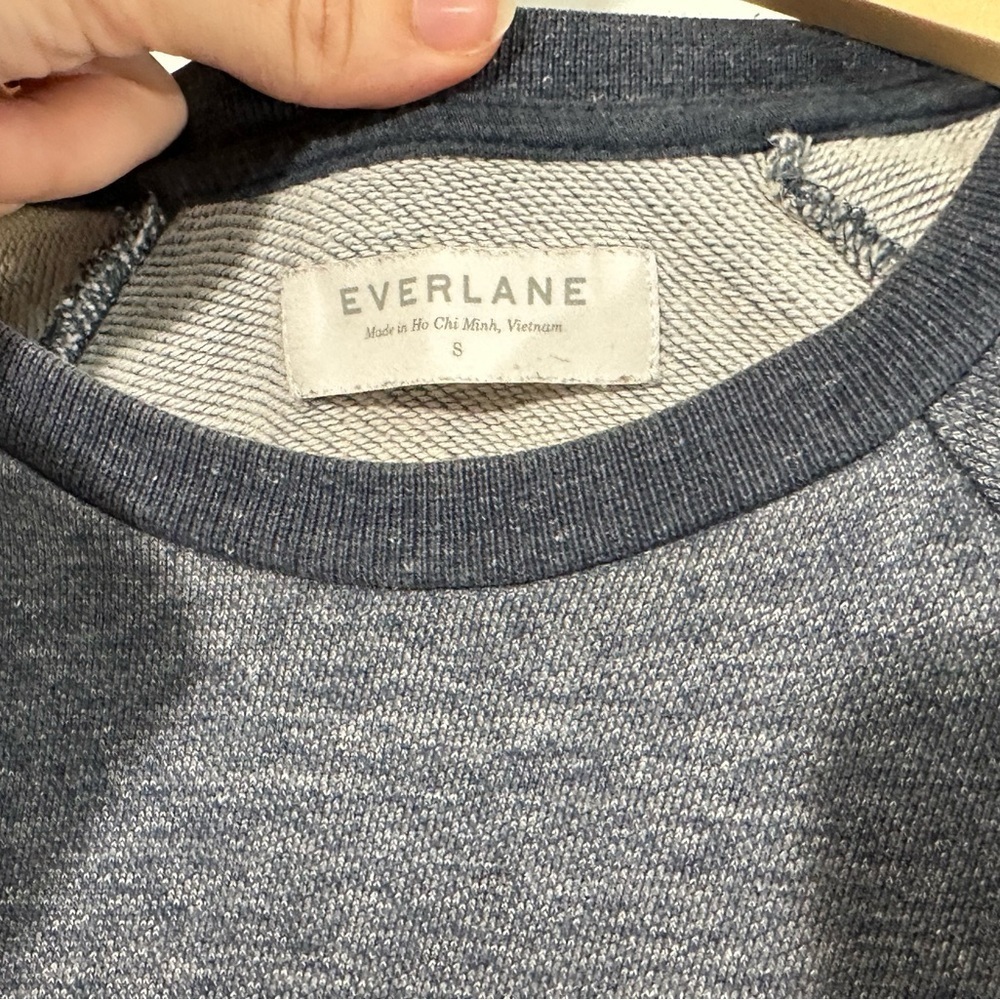 Everlane The Track Crew Sweatshirt | Heather Navy | Size S - Picture 3 of 5